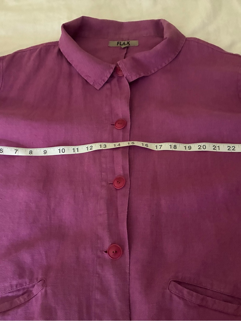 FLAX Fuchsia Linen Button-Up Jacket - Picture 6 of 6